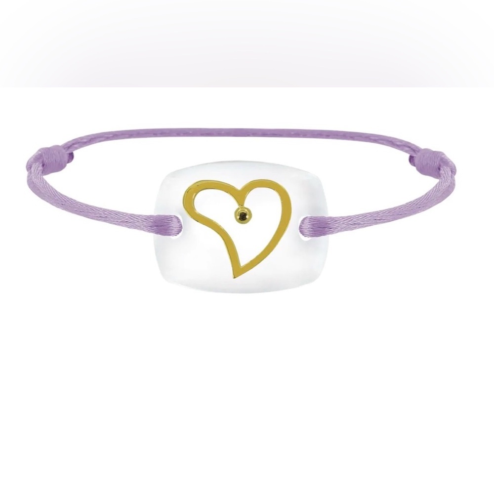 🇫🇷Philippe Tournaire PARIS- HEART BRACELET AMOUR LINK EMOTION IN GOLD- LILAC